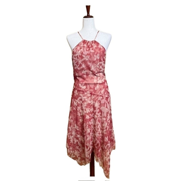 BCBGMaxAzria Multi Tier Halter Style Dress. Red and Cream Size 10 #1176 - Picture 1 of 8